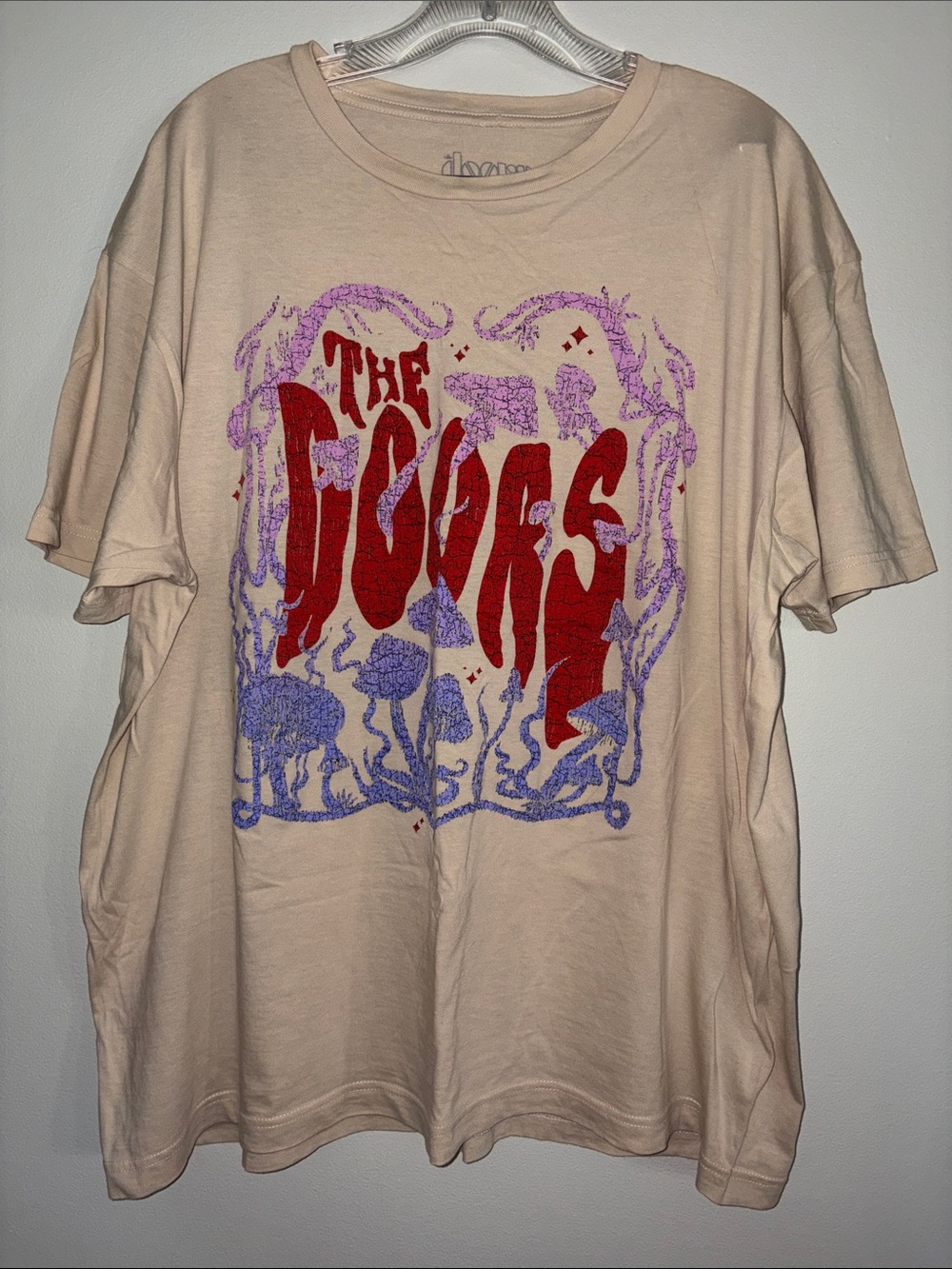 The Doors Graphic Tee - Beige with Red & Purple Print - 2XL -